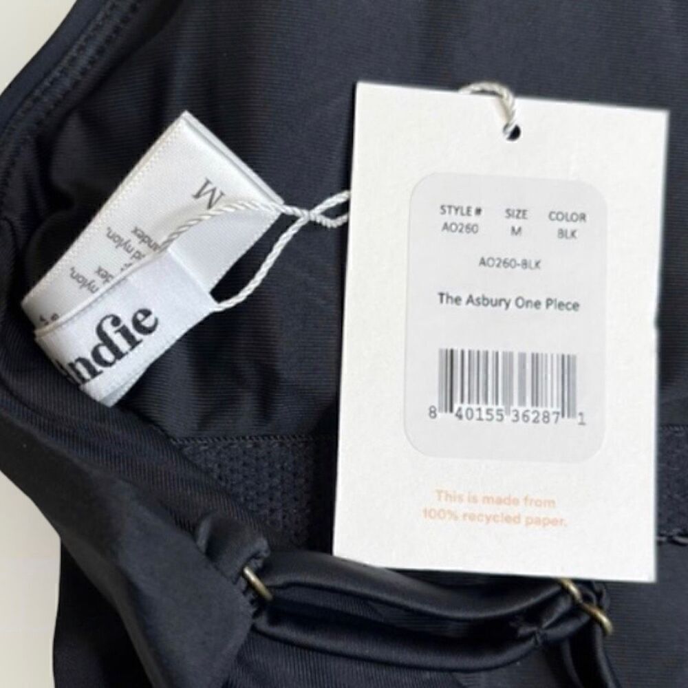 Andie Swim The Asbury One Piece Glossy Eco Nylon Black Classic Size M NWT - Picture 7 of 8